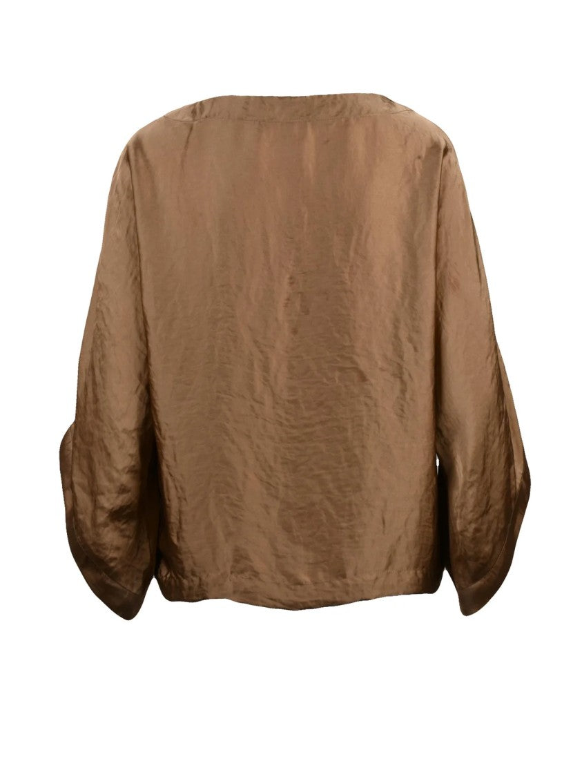 Collection Privee? Bronze Satin Viscose Kimono Blouse