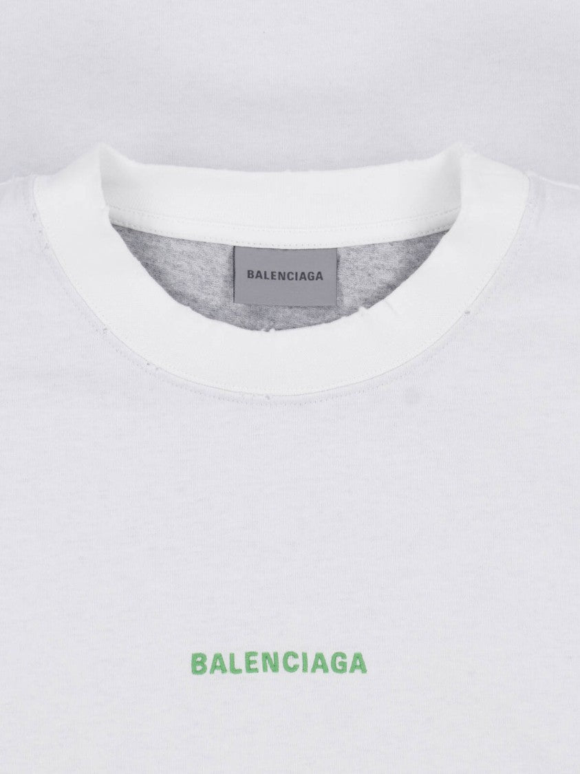 Balenciaga Layered White Cotton T-Shirt With Contrasting Long Sleeves