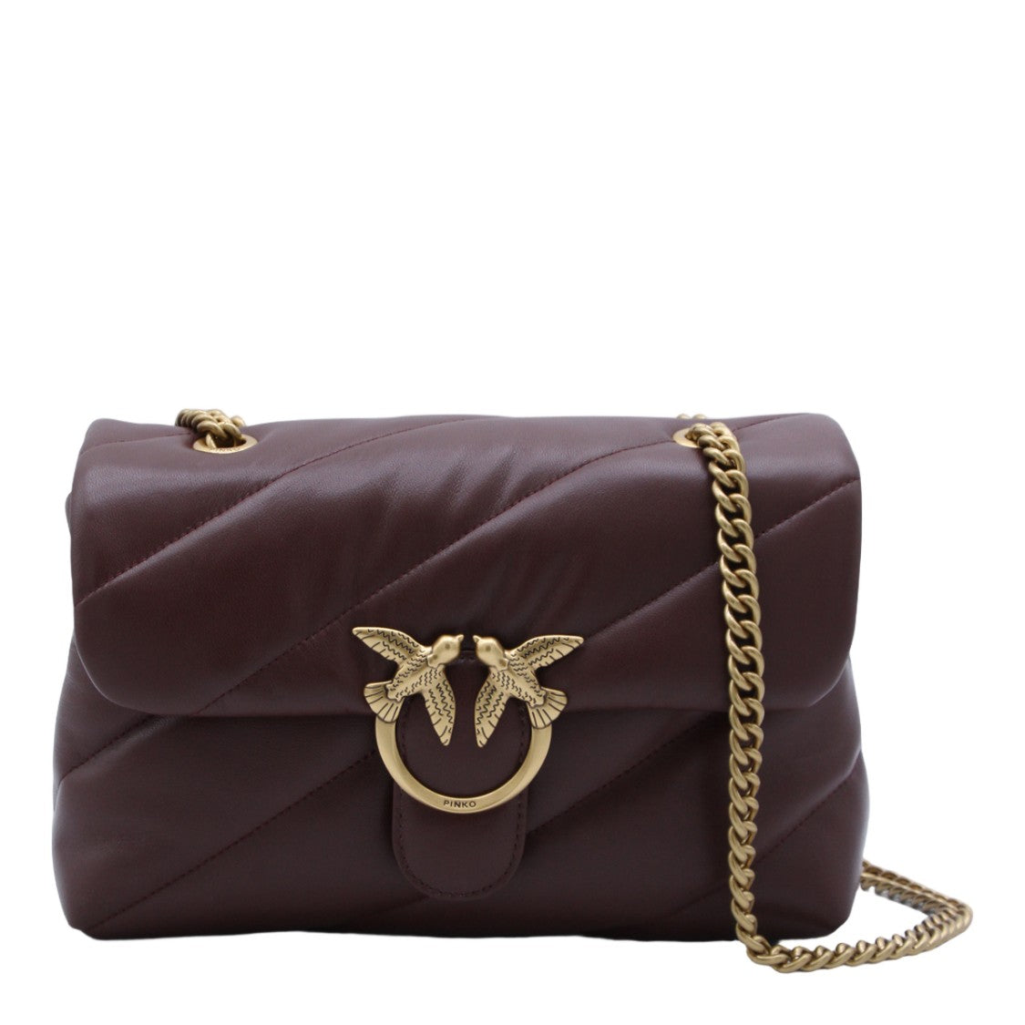 Pinko Quilted Purple Bag With Gold-Tone Bird Clasp