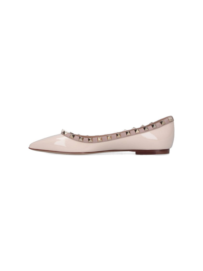 Valentino Garavani Pointed Toe Flats With Pyramid Stud Accents