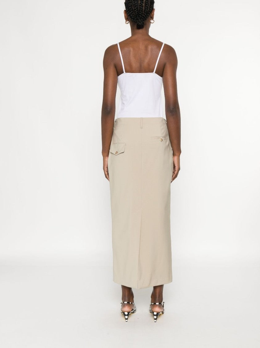 Moschino Light Beige Side Button Welt Skirt