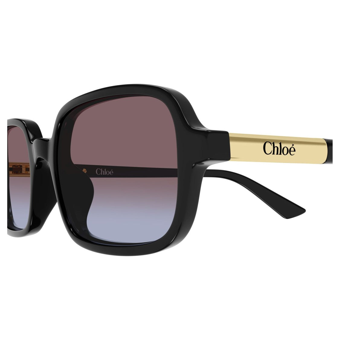Chloé Bold Rectangular Sunglasses In Glossy Black