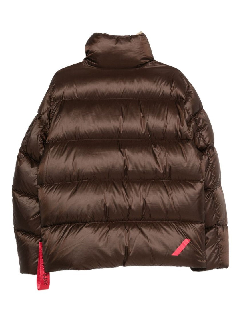After Label Brown Lightweight Puffer Jacket With High Collar
