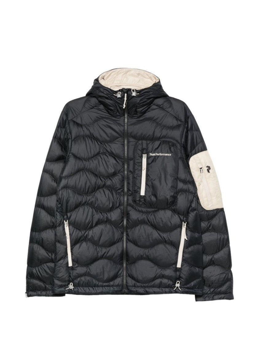 Peak Performance Quilted Off-White Accents Hooded Down Jacket