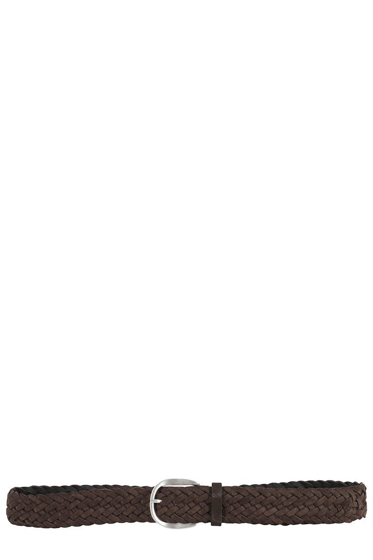 Orciani Woven Suede Belt With Silver Buckle