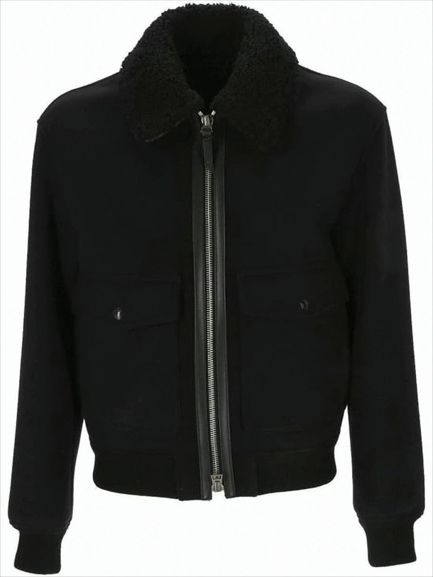 Tom Ford Tailored Black Wool Jacket With Textured Collar And Contemporary Fit