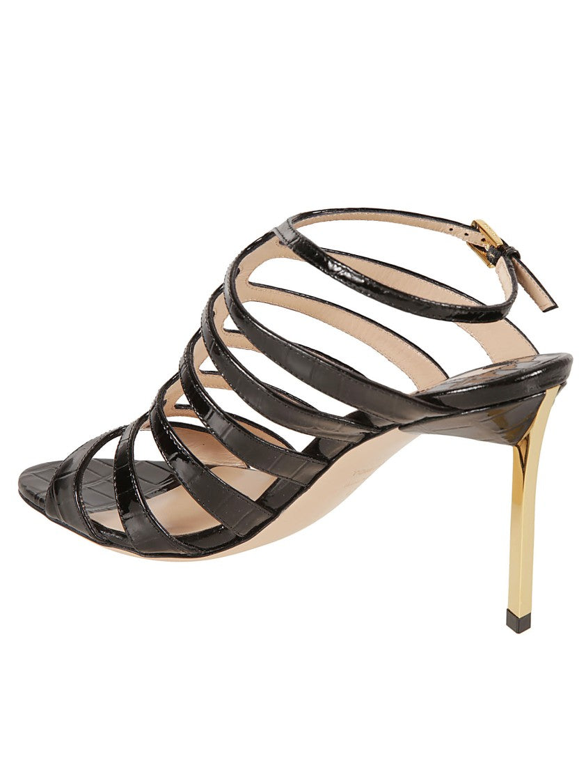 Tom Ford Glossy Finish Black Sandals