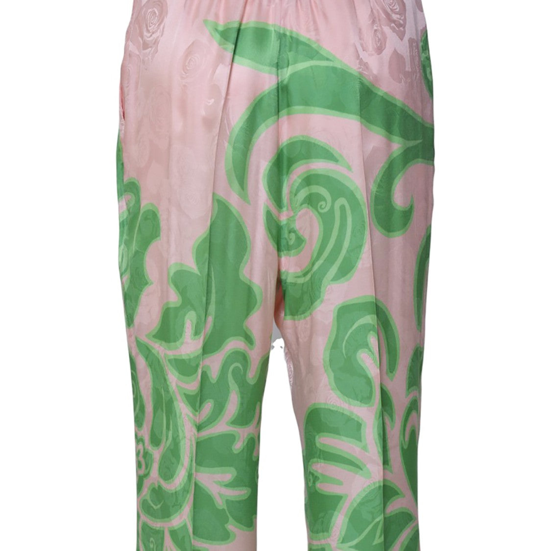 Etro Pink And Green Printed Viscose-Silk Trousers