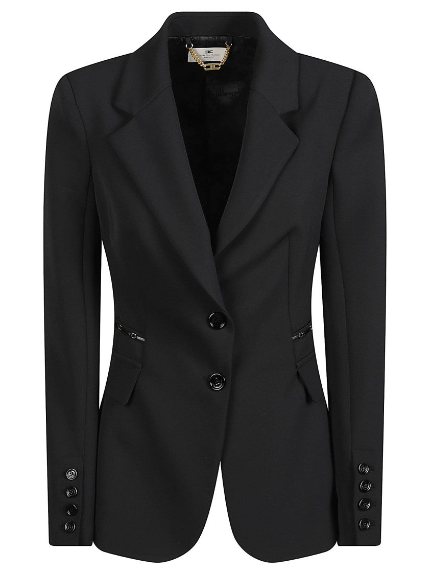 Elisabetta Franchi Tailored Black Blazer With Structured Shoulders And Classic Lapel