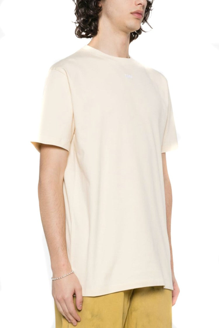Off-White Beige Arrows Emblem Embroidered Cotton T-Shirt