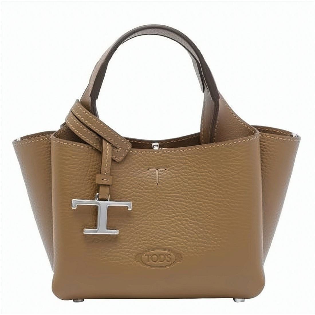Tod's Textured Calf Leather Shoulder Bag With Silver-Tone Charm