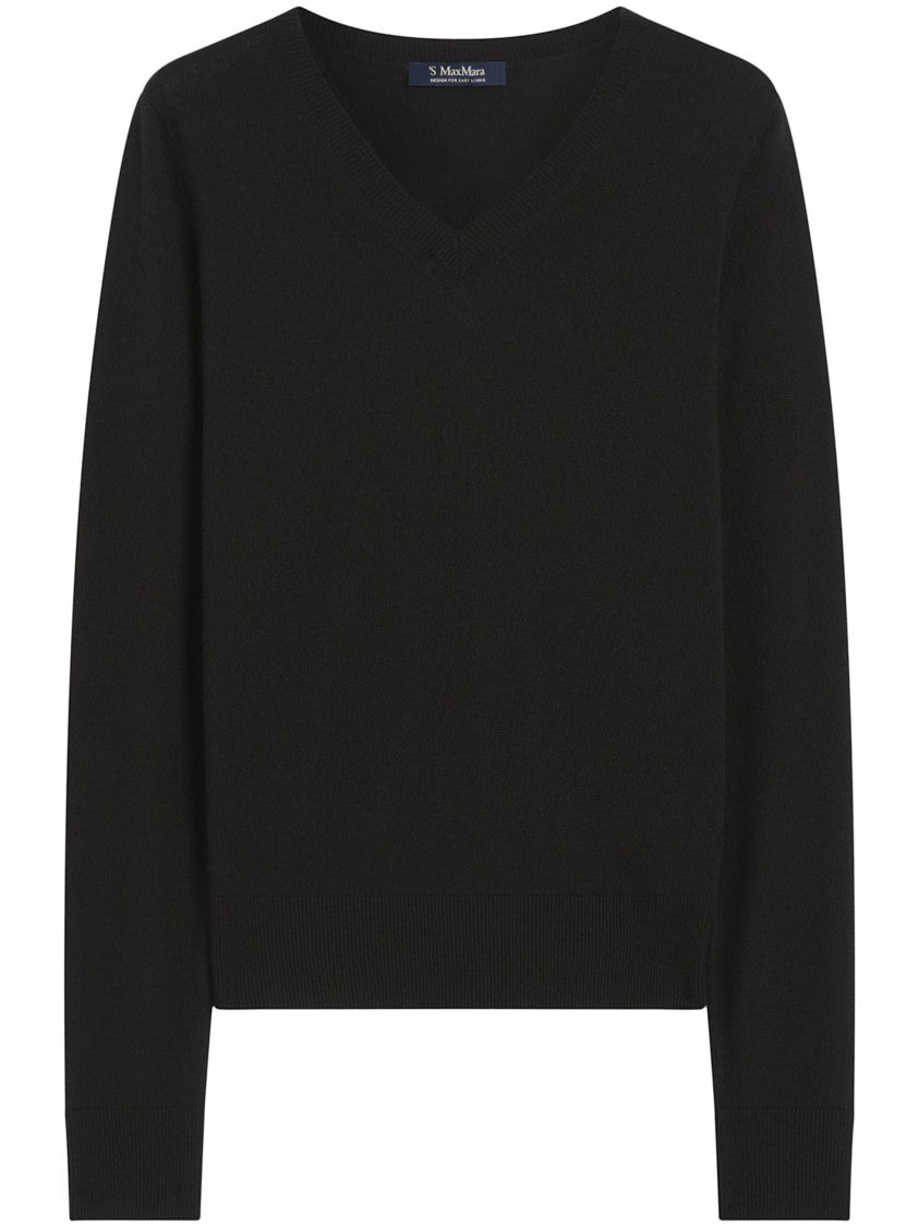 Max Mara V-Neck Wool Sweater With Long Sleeves