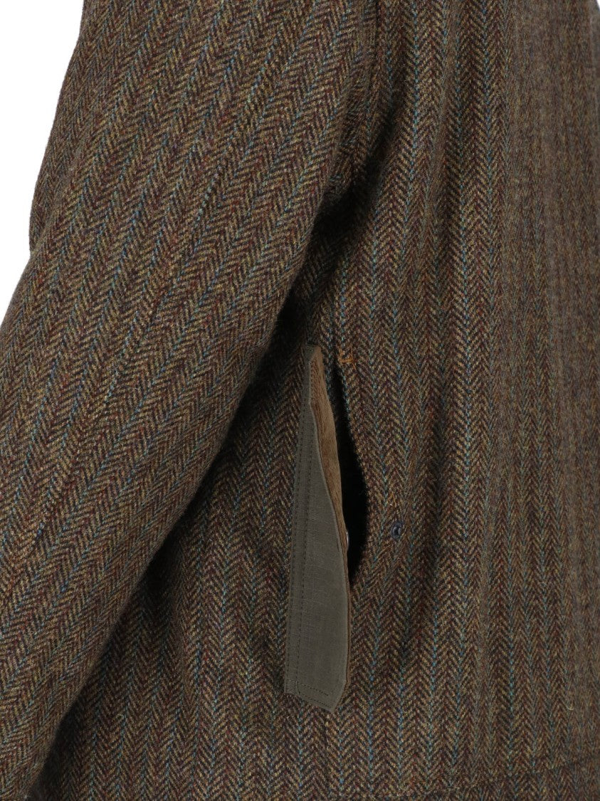 Roy Roger's Brown Herringbone Classic Collar Wool-Blend Jacket