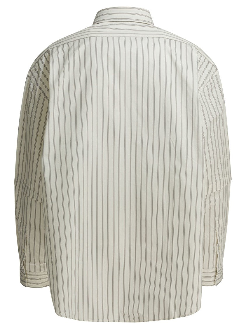 Acne Studios Boxy Oversized Striped Shirt With Classic Collar