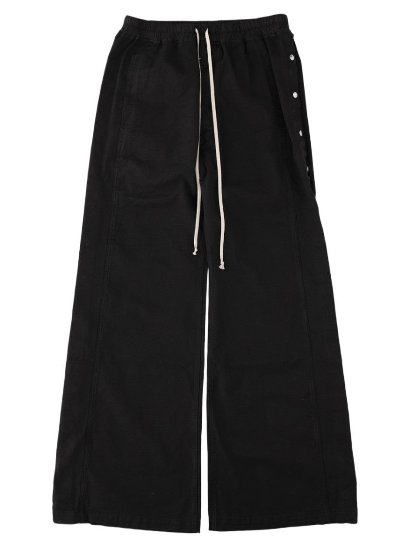 Drkshdw By Rick Owens Black Drawstring Snap-Button Wide-Leg Cotton Pants