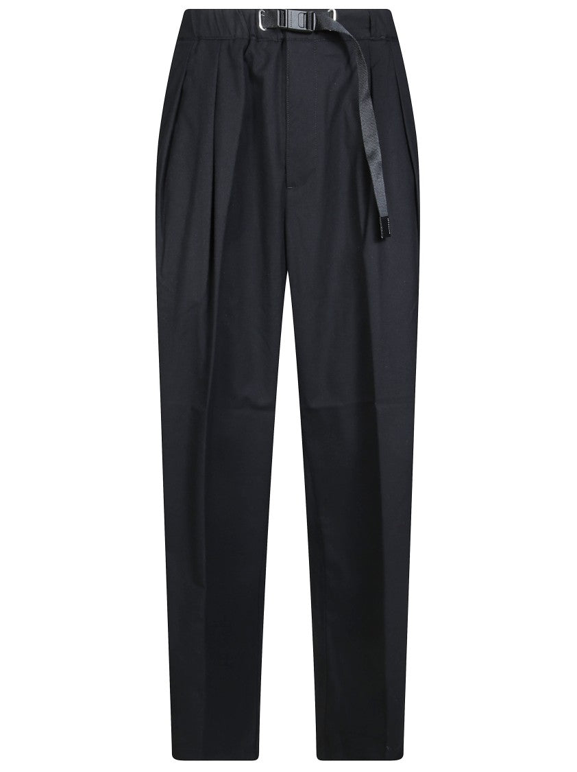 White Sand Straight-Leg Technical Belted Formal Pants