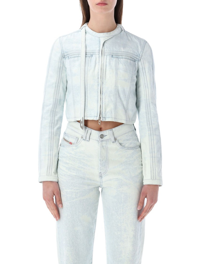 Diesel Icy Blue De-Saphix Racer-Style Slim-Fit Denim Jacket