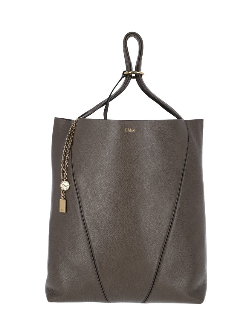 Chloé Grey Spin Textured Leather Tote