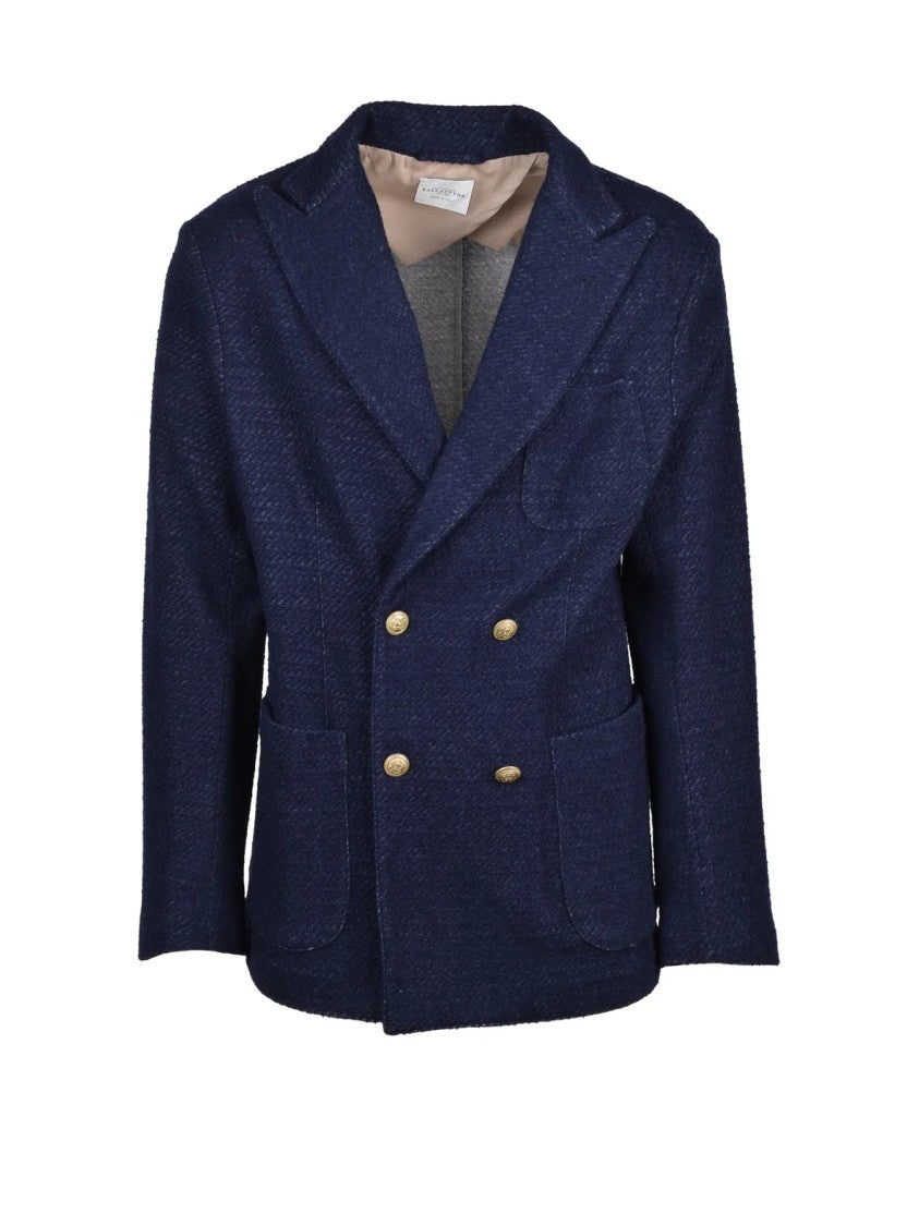 Ballantyne Blue Double-Breasted Textured Virgin Wool-Blend Jacket