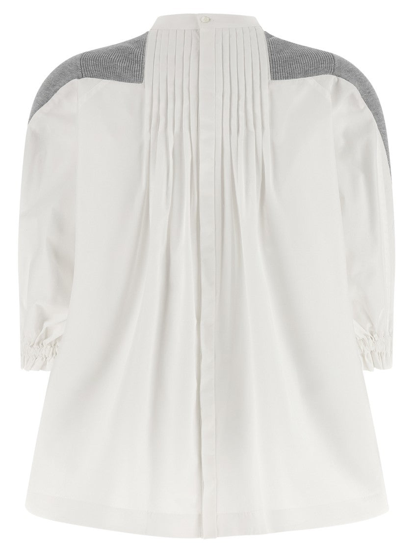 Sacai Asymmetrical Knit Blend And Cotton Poplin Sweater