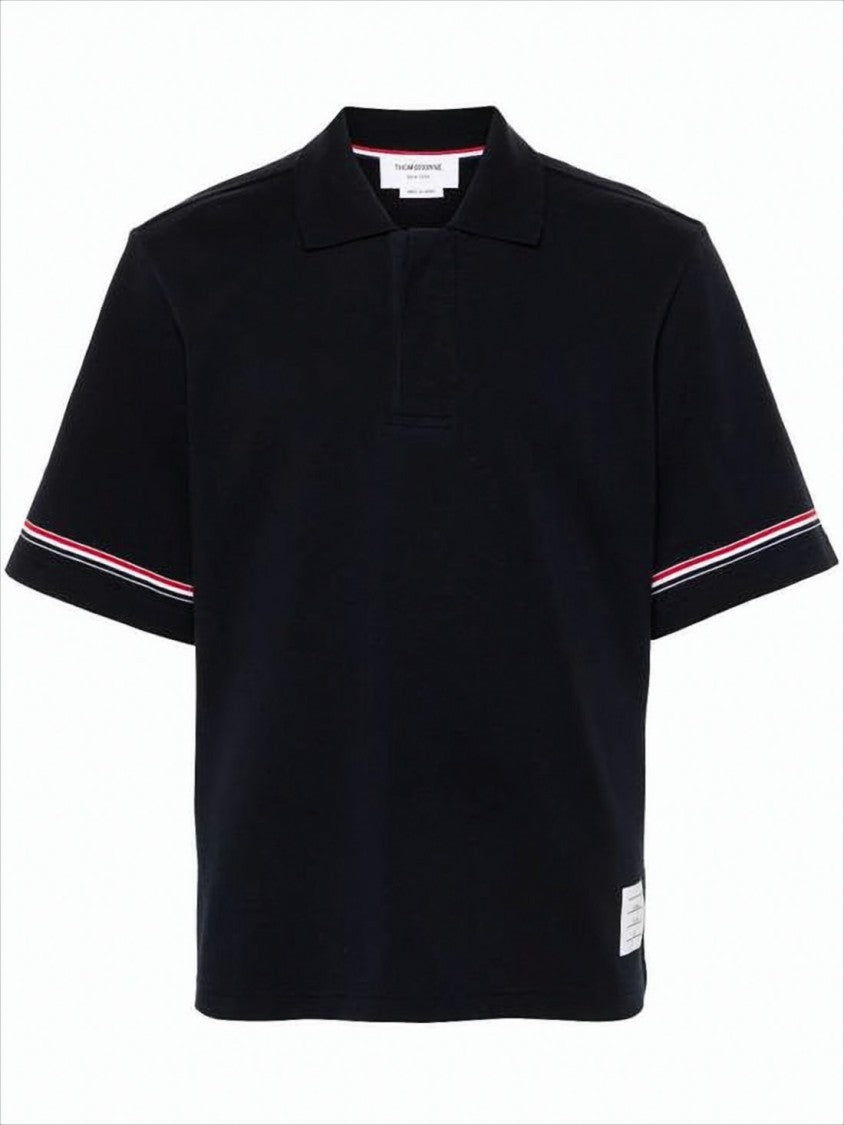 Thom Browne Classic Short-Sleeve Polo Shirt With Structured Collar And Tricolor Accents