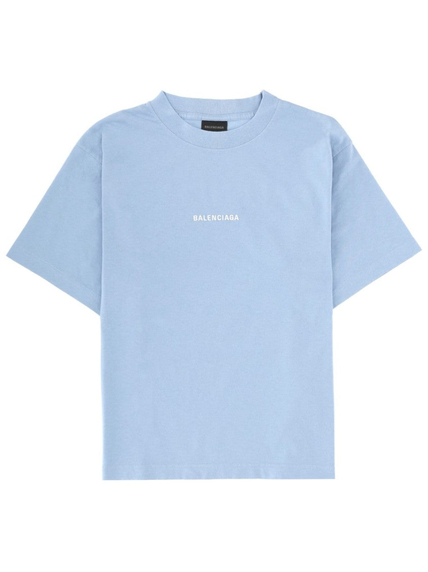 Balenciaga Light Blue Medium-Fit Cotton T-Shirt