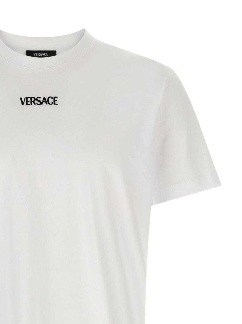 Versace Short-Sleeve Embroidered Logo Silk Nylon T-Shirt