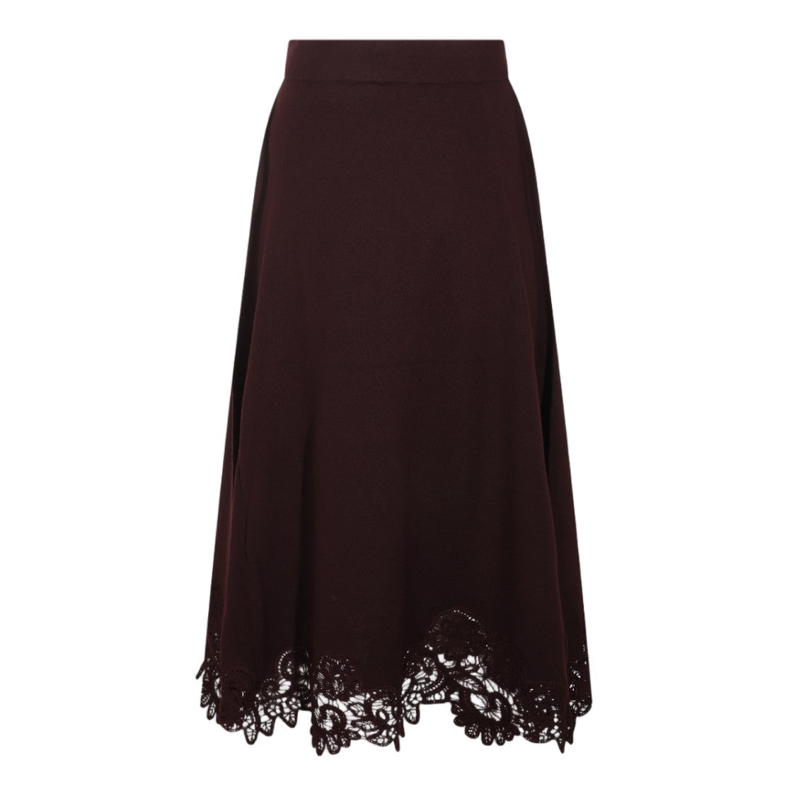 Zimmermann Fitted Waistband Lace Trim Midi Skirt