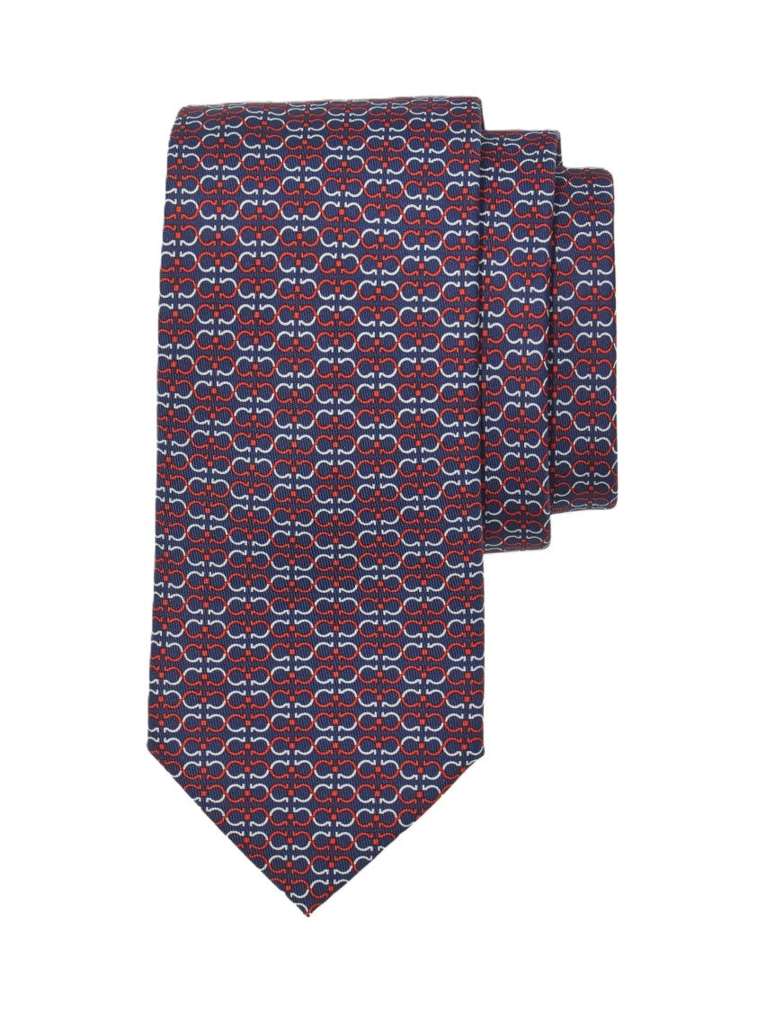 Ferragamo Geometric Pattern Necktie In Shades Of Blue