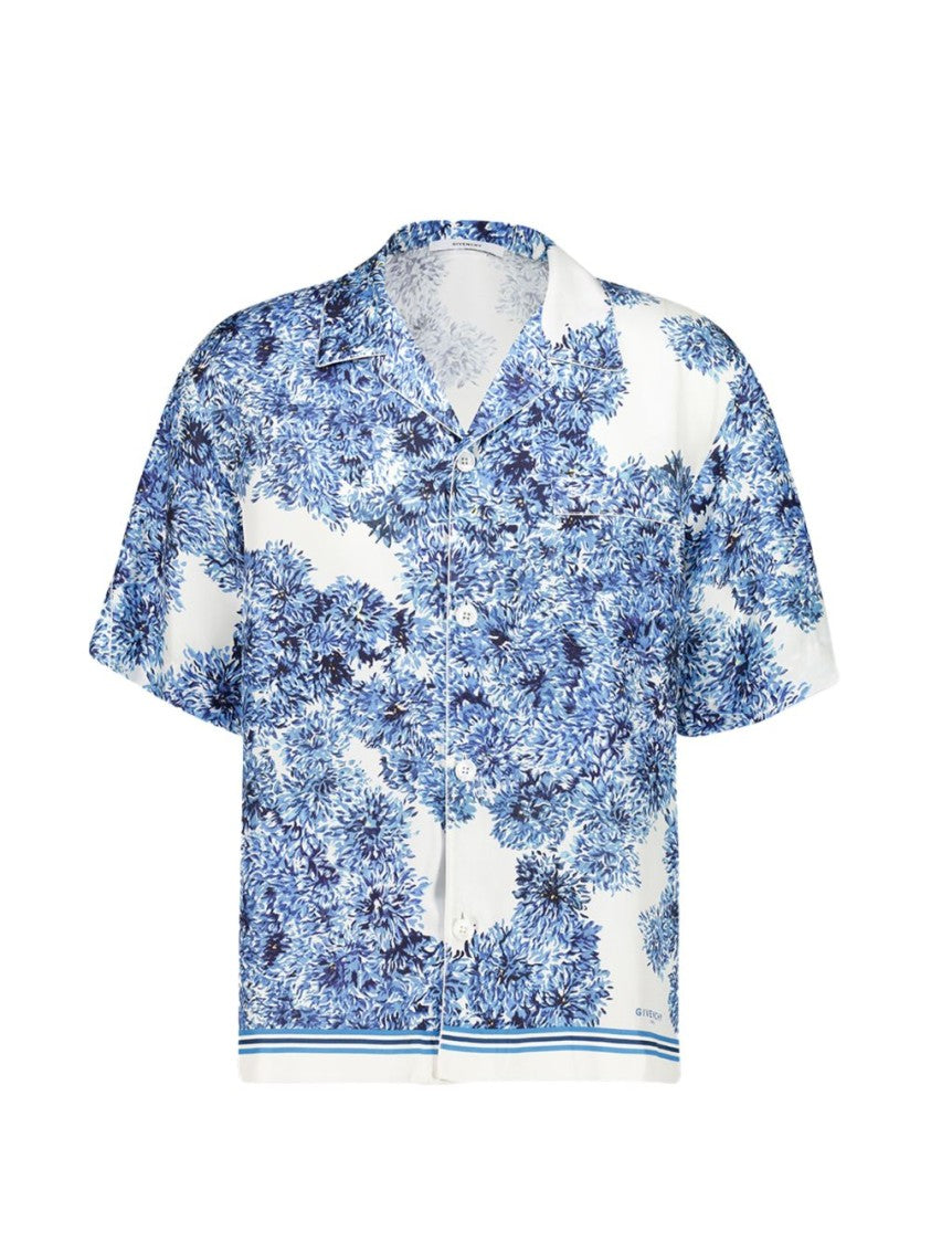 Givenchy Floral Print Short-Sleeve Classic Collar Shirt