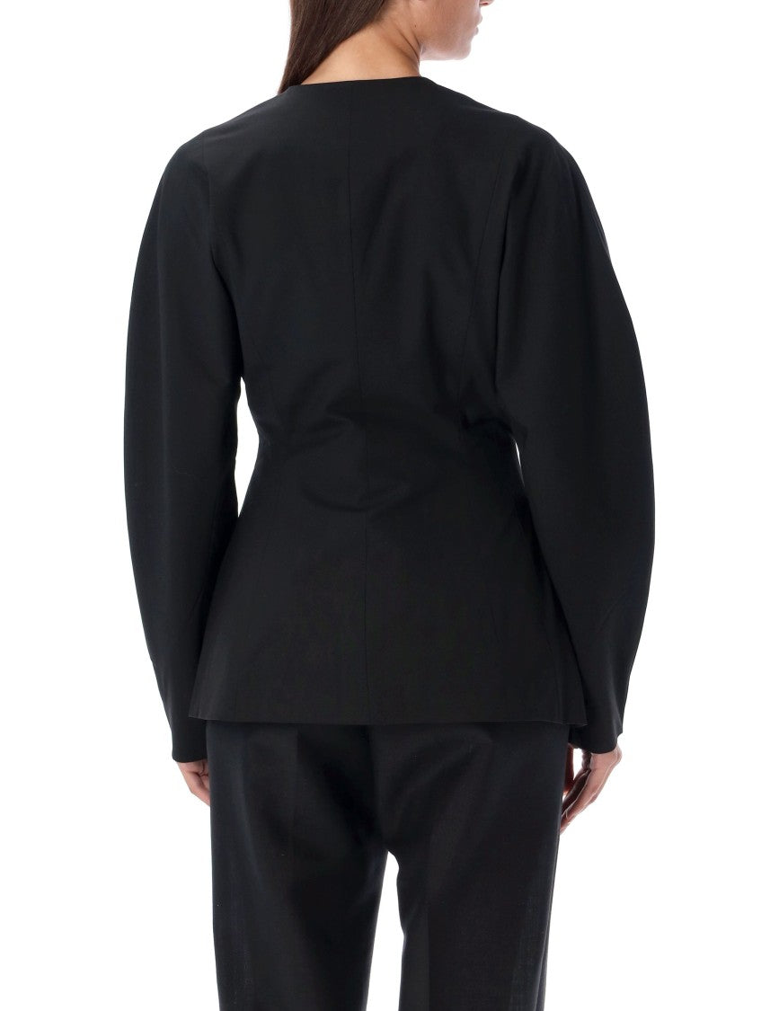 Ganni Black Single-Breasted Blazer