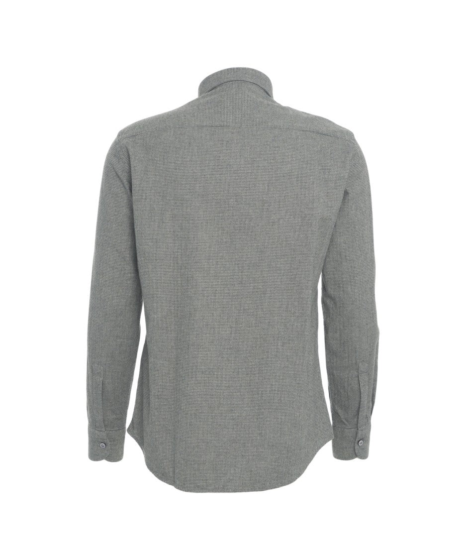 Bastoncino Tailored Grey Shirt With Button-Down Collar And Textured Finish