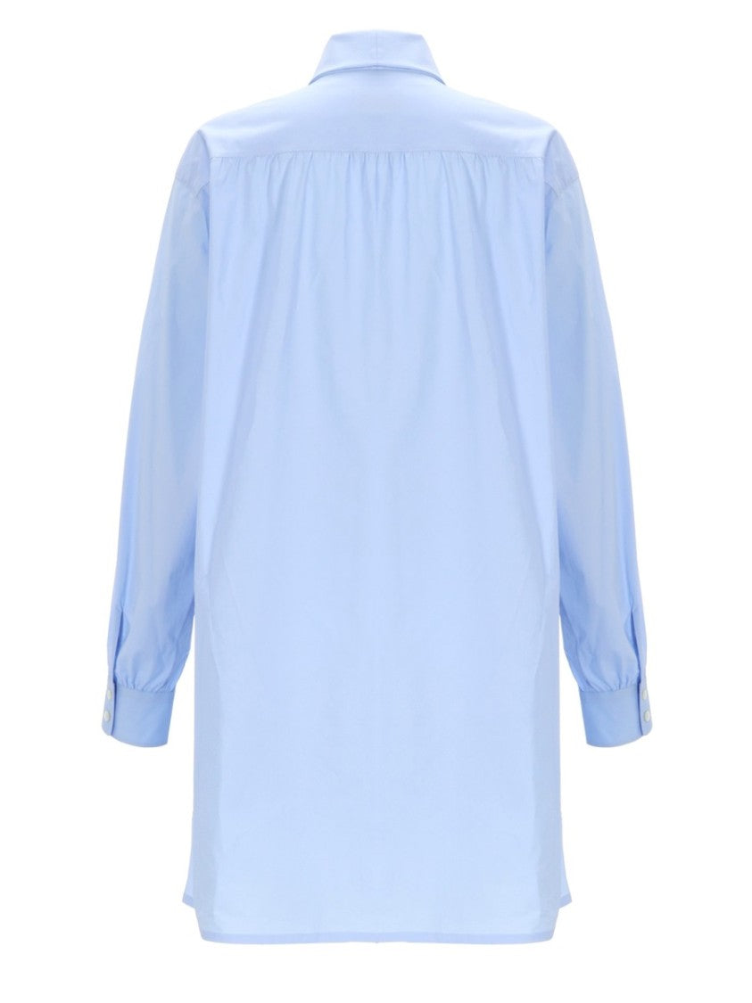 Moschino Light Blue Shirt Ribbon Gown Dress