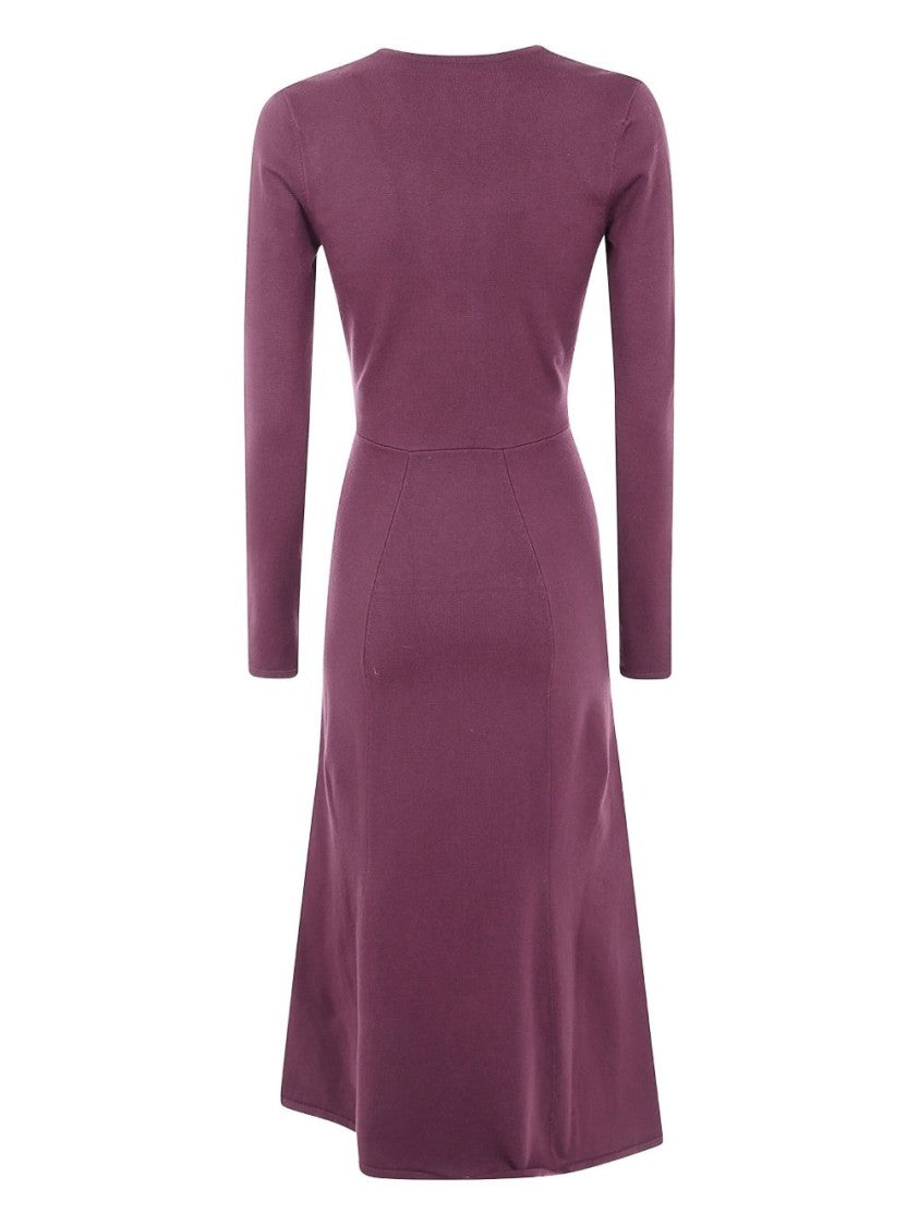 Twin-Set Fitted Bodice Dress With Twist Detail And Flared Skirt