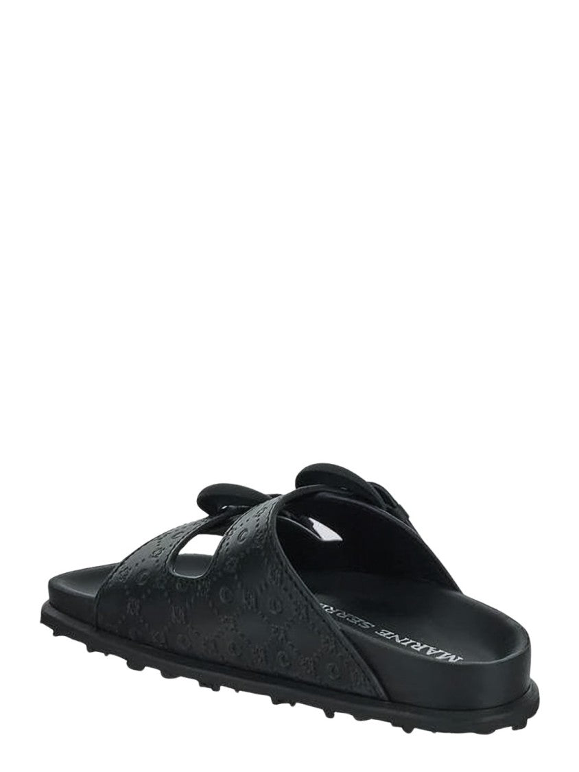 Marine Serre Black Lambskin Mule With Adjustable Straps