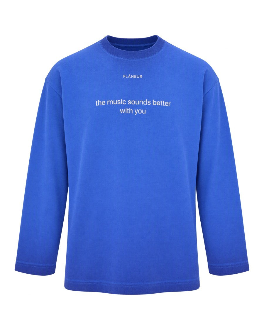 Flâneur Royal Blue Slogan Graphic Long-Sleeve T-Shirt