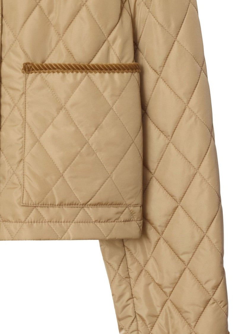 Burberry Black Cropped Quilted Corduroy Collar Jacket