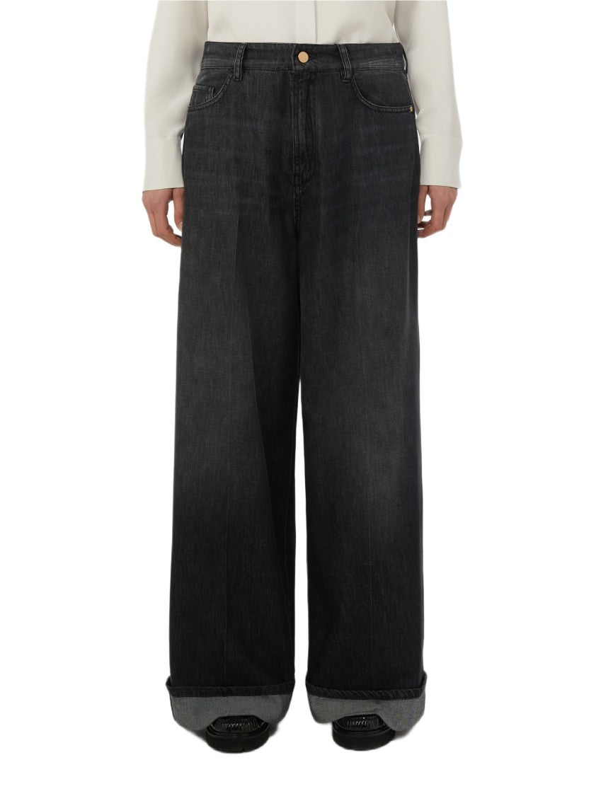 Max Mara Wide-Leg Denim Jeans With Tailored Pressed Crease