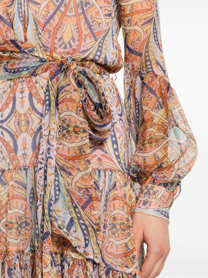 Etro Silk Chiffon Graphic Print Dress