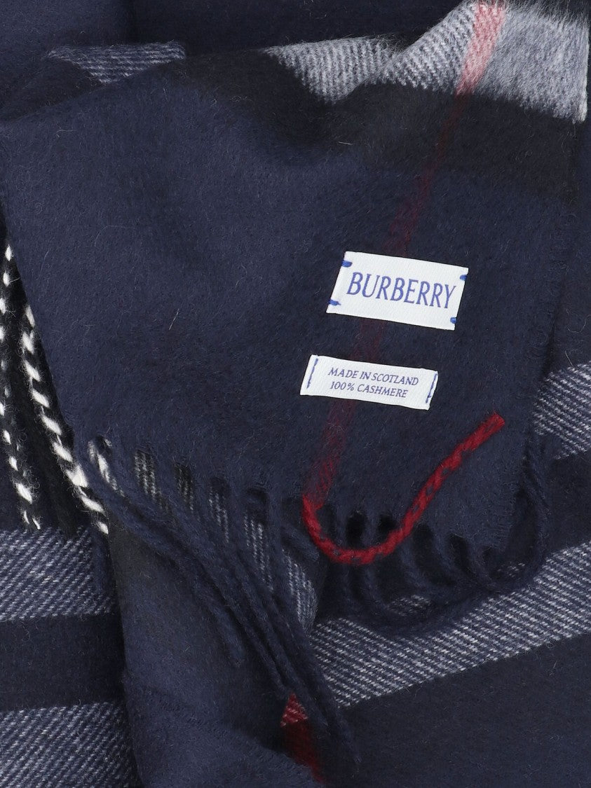 Burberry "Check" Scarf, In Black Brushed Cashmere