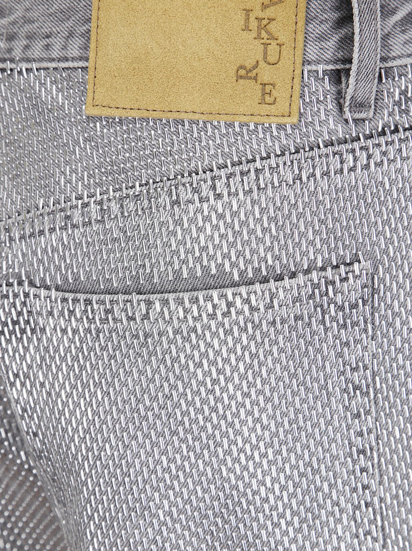 Haikure Wide-Leg Regular Fit Jeans With Silver Plaques And Five Pockets