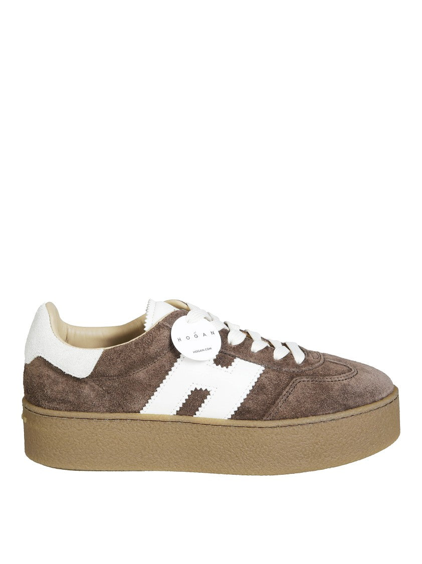 Hogan H698 Allacciato H Brown Suede Low-Top Sneakers