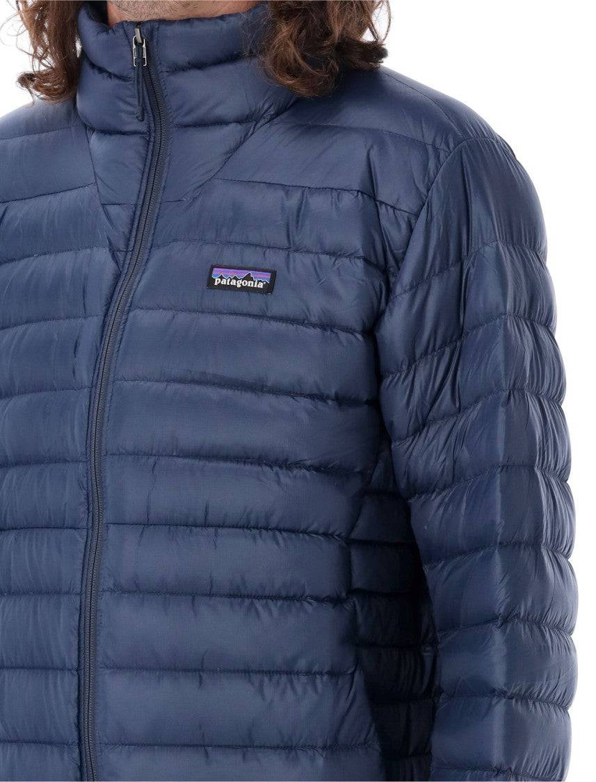 Patagonia Quilted Down Jacket With High Collar And Front Zipper