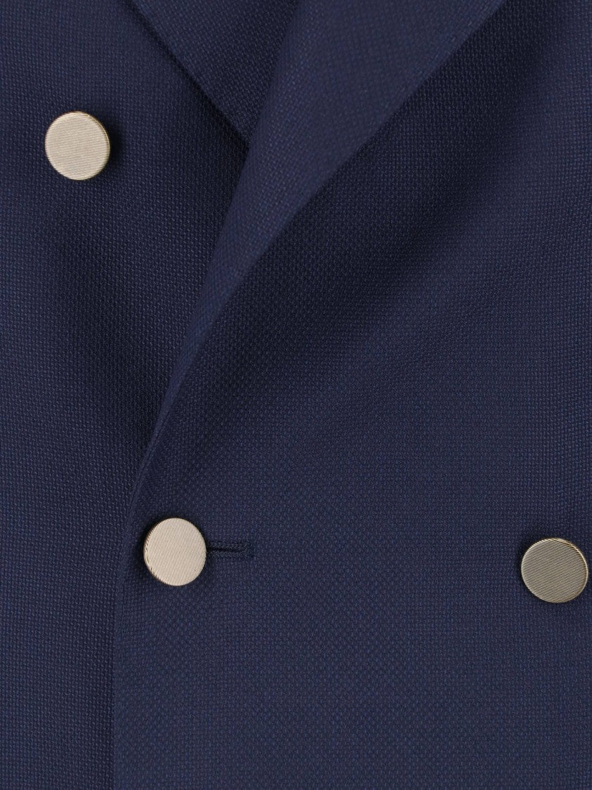 Boglioli Navy Virgin Wool Double-Breasted Blazer