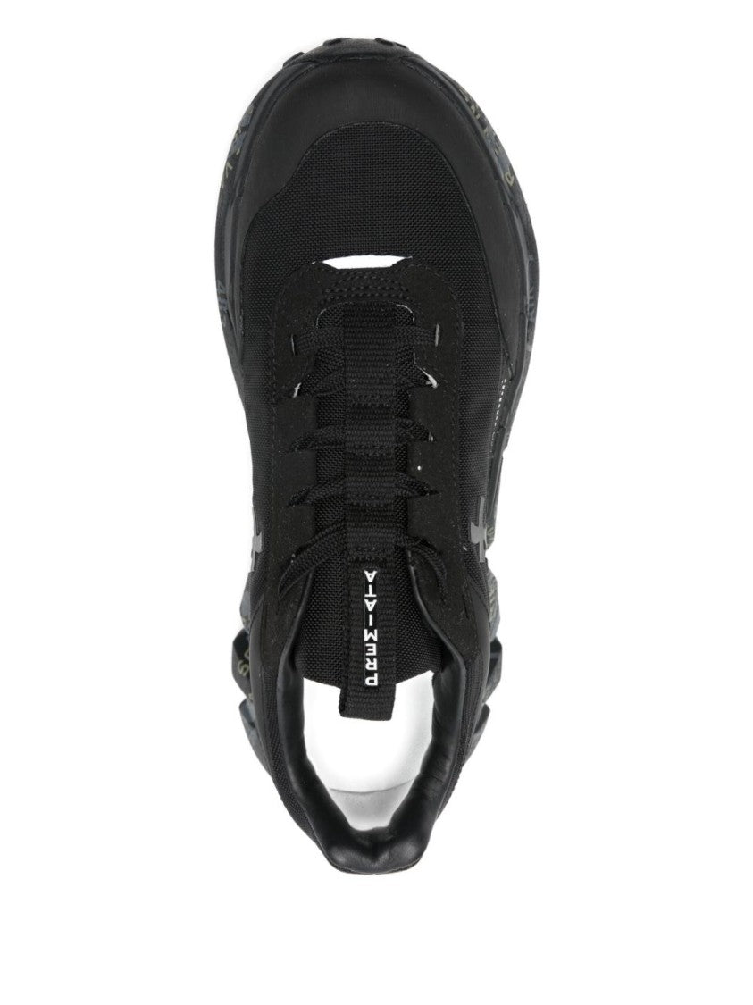 Premiata Low-Profile Black Sneakers With Textured Sole