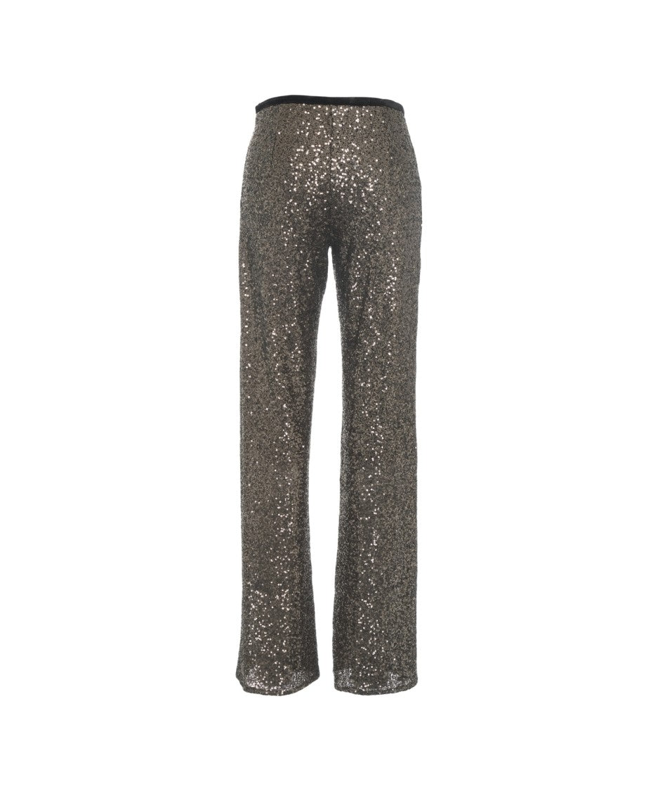 Gender Black Straight-Leg Trousers With All-Over Sequin Detailing