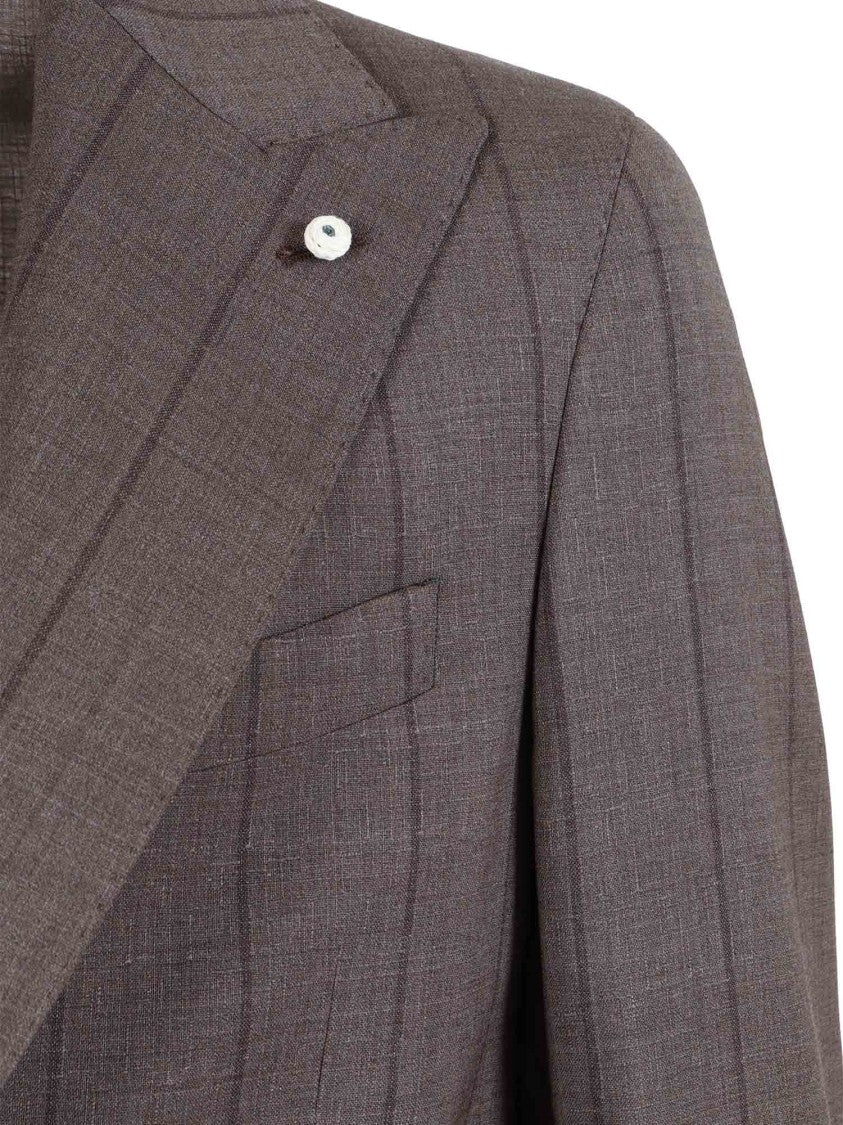 Brando-Lubiam Brown Virgin Wool Pinstripe Suit