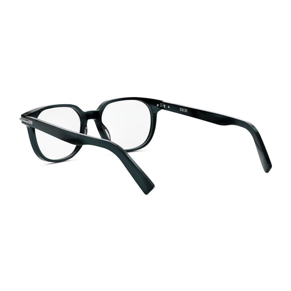 Dior Square Petrol Green Acetate Eyeglasses With Silver Accents