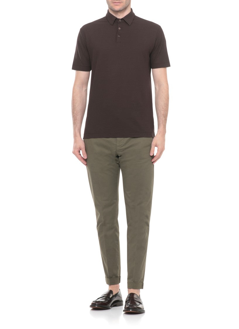 Zanone Brown Cotton Polo Shirt