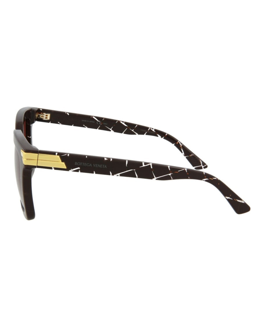 Bottega Veneta Rectangle-Frame Acetate Sunglasses With Marbled Pattern